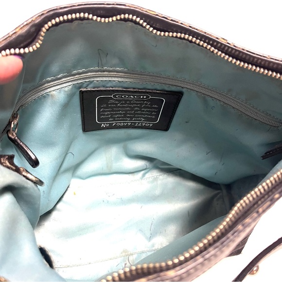 Vintage Coach F0849-12909 Black Signature "C" Lurex w/Stripe Hobo/purse/tote - Picture 8 of 8